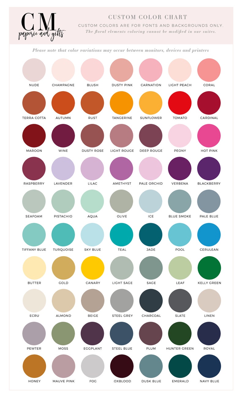 Fleuron Recommended Color The Fleur Collection - Wedding Invitation Suite - Etsy