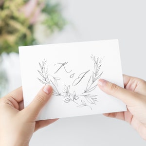 Fleur Collection Wedding Logo, Fine Art Soft Leaves, Monogram, DIY Printable, Template, Templett, Instant Download