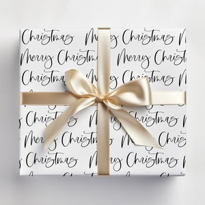 Merry Christmas Gift Wrap Papers, Neutral Wrapping Paper, Calligraphy Gift  Wrap, Aesthetic Christmas Gift Wrap Ideas 