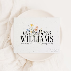 Cartes "Retenez cette date" à planter GrowNOTES™ Cartes de mariage fleurs sauvages en papier graine Cartes uniques de mariage floral d'automne de fleurs sauvages respectueuses de l'environnement