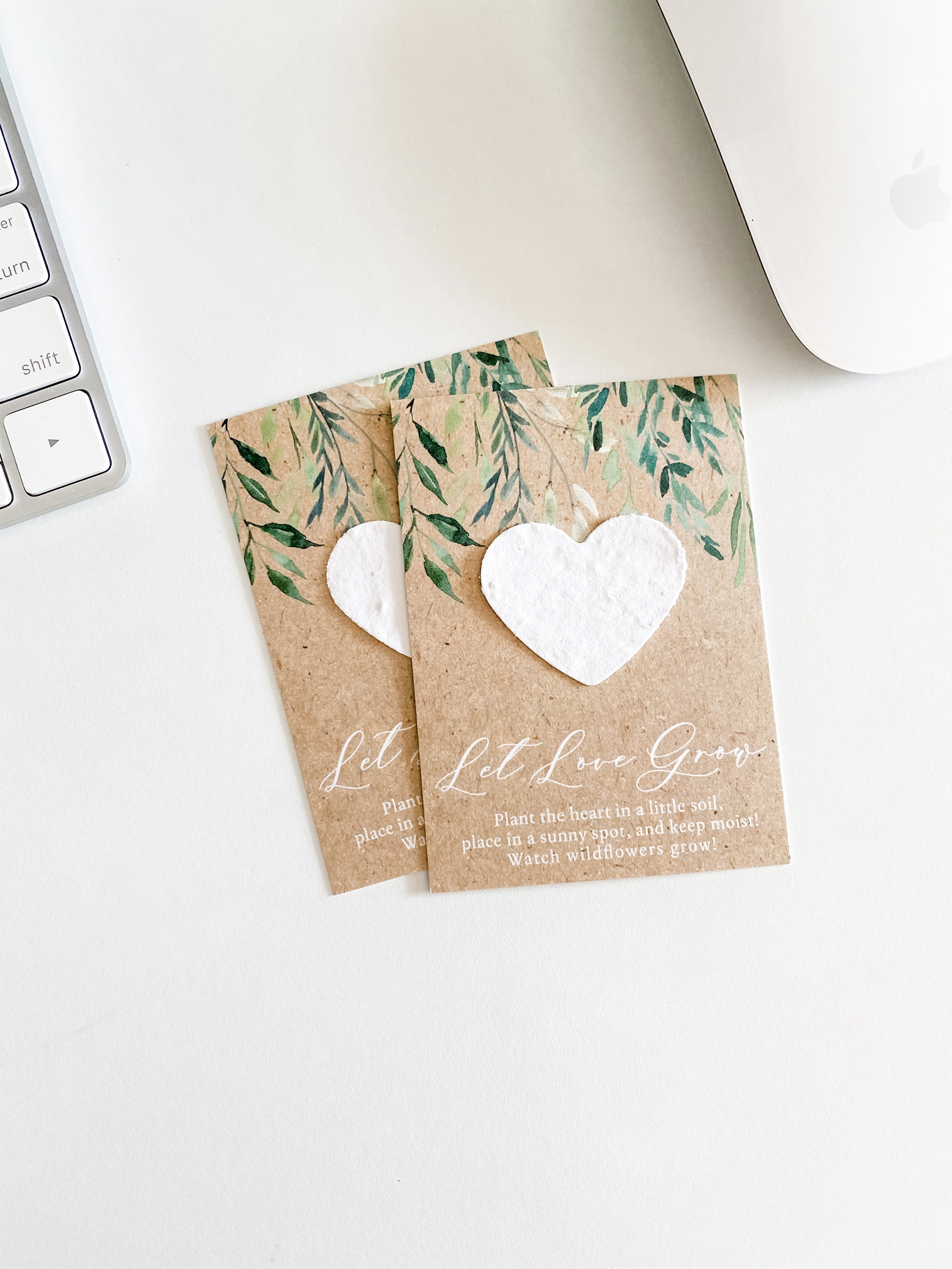 growNOTES™ Let Love Grow Plantable Seed Paper Favor Cards, Grows Wildflowers, Wallet Size Gift, Bridal, Wedding, Shower, Greenery Drop