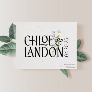 Cartes "Retenez cette date" à planter GrowNOTES™ Fleurs de kumquat Cartes de mariage en papier graine écologiques Fleurs sauvages d'automne Cartes uniques de mariage floral d'automne