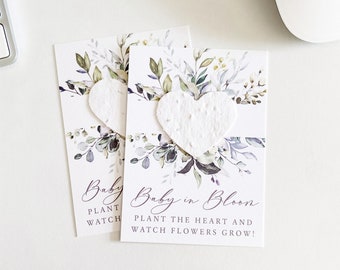 growNOTES™ Baby in Bloom Favor Cards, Baby Shower, Plantable Favors, For Guests, Seed Paper Cards, Eucalyptus Wreath, Wallet Size, #50