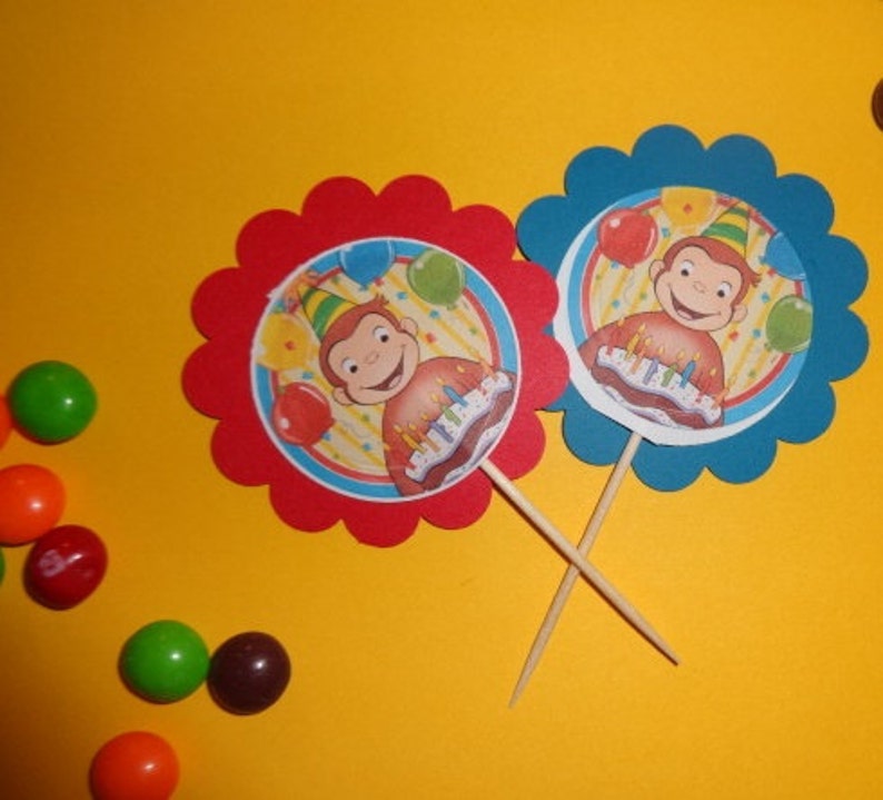 Balloons cupcake toppers birthday cupcake toppers colorful Etsy