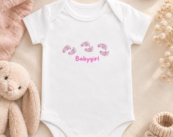 Body para bebé niña – Lindo body para bebé con huellas de pies | Regalo para recién nacidas
