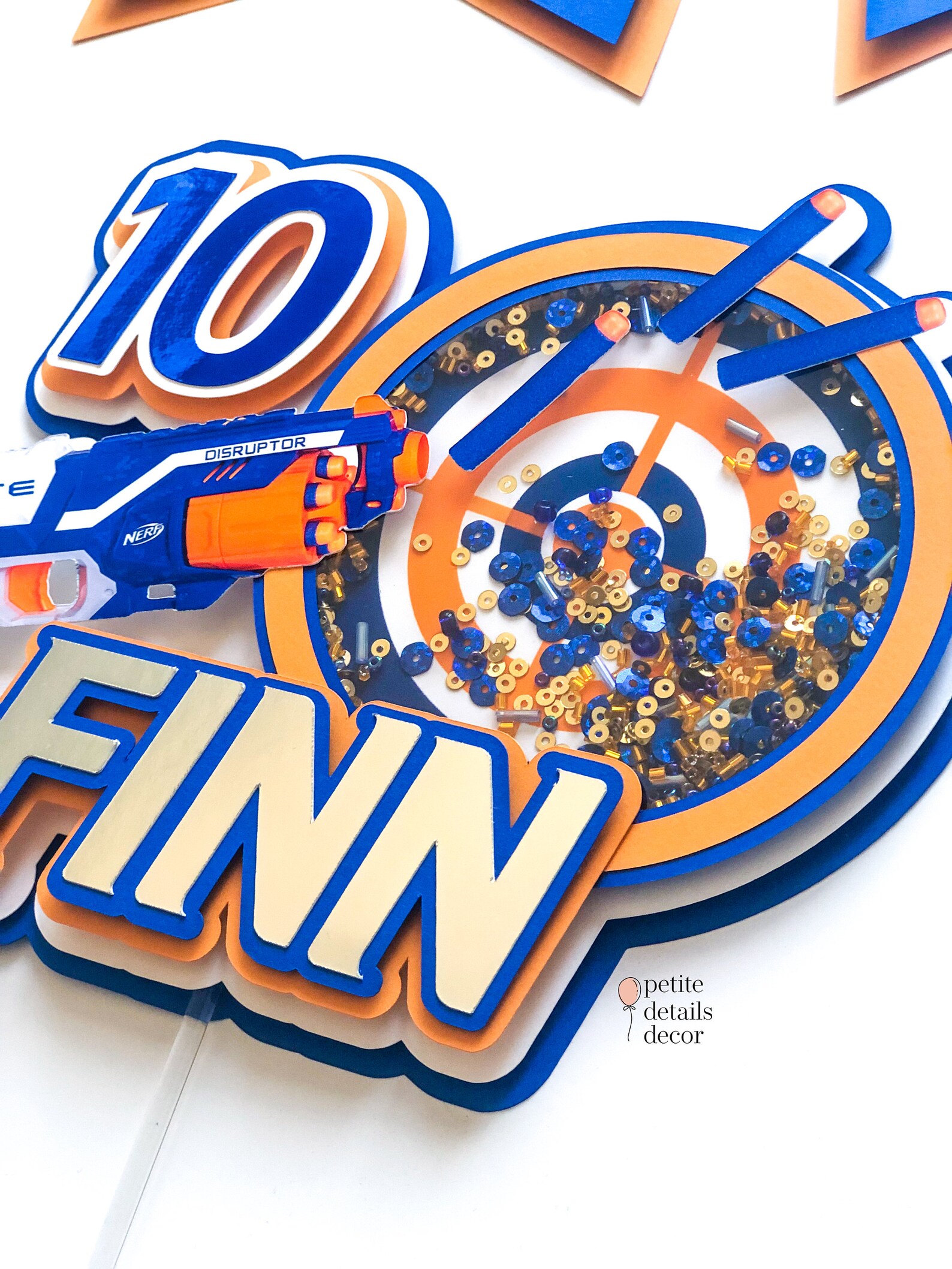 NERF Cake Topper Banner Happy Birthday Orange Blue Etsy