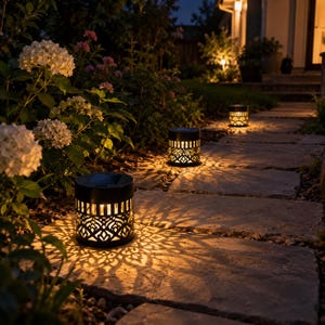 Solar Mandala Wall Lights Outdoor, Waterproof LED Diamond Projection Lamp, Automatic Solar Powered Garden Fence Patio Decor, Warm RGB Glow