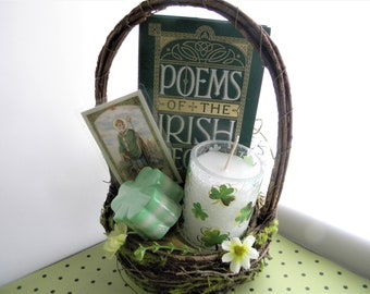 St. Patrick's Day gift Basket Soap and Candles / Irish gift basket /  Irish Poetry Gift