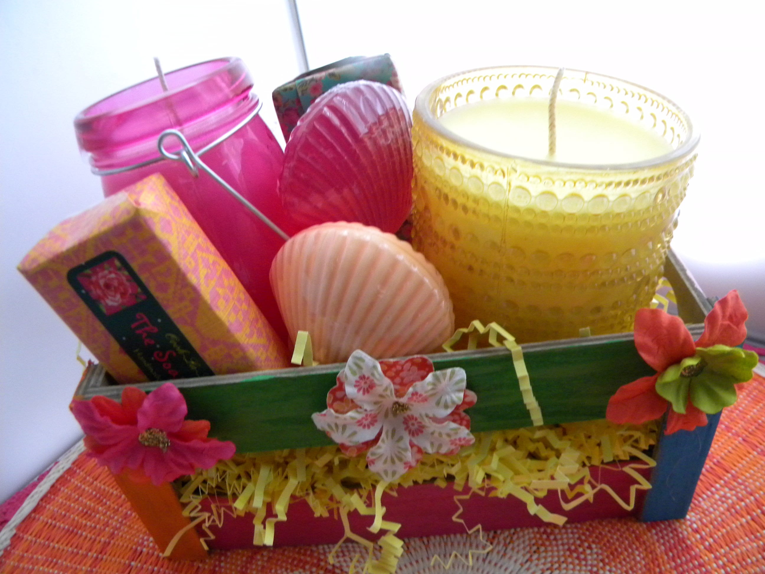 Soap and candle gift basket / Colorful Summer Fiesta Theme Etsy