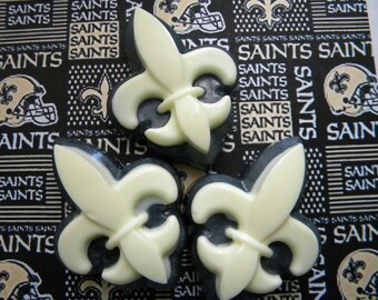 Fleur de lis soap Set of 8 black and gold/  New Orleans Saints football party favor