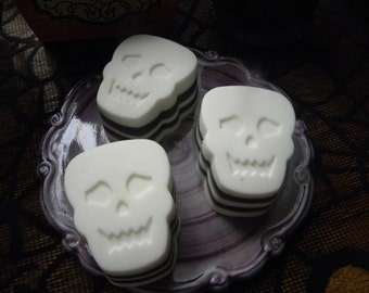 Skull soap / Halloween theme soap favors / Black and white stripe soap/ Gothic soap