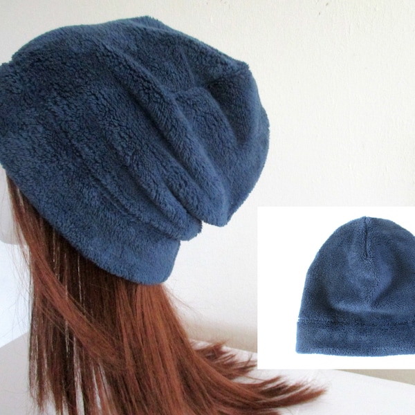 slouchy winter chemo/ cancer/ hair loss 1 layer minky fleece beanie/ hat/ cap sewing pattern pdf, 10 sizes, for woman girl kid man