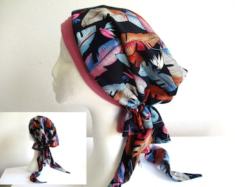 women cancer chemo head scarf with elastic sewing pattern pdf, 4 sizes, from 2 layers viscose rayon fabric, for summer