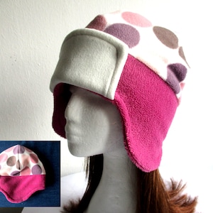 winter lined chemo 2 layers fleece beanie/ hat/ cap sewing pattern pdf, 10 sizes, for woman girl kid man