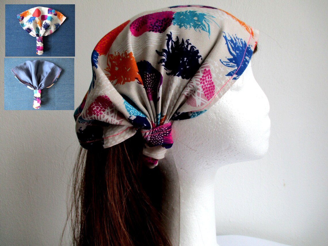 Reversible summer bandana headband with elastic sewing Etsy