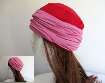 reversible jersey cuff beanie hat + headband for chemo and alopecia, PDF sewing pattern (6 sizes) and photo tutorial, for women girls