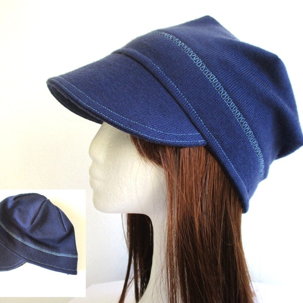 summer visor chemo 1 layer jersey newsboy beanie/ hat/ cap sewing pattern pdf, 6 sizes, for woman girl kid man