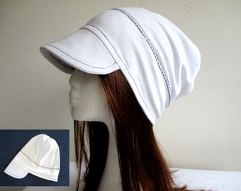 summer sun visor slouchy chemo 1 layer jersey newsboy beanie/ hat/ cap sewing pattern pdf, 10 sizes, for woman girl kid man