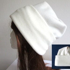 winter chemo 1 layer fleece wide roll up cuff beanie/ hat/ cap sewing pattern pdf, 5 sizes, for woman girl kid man