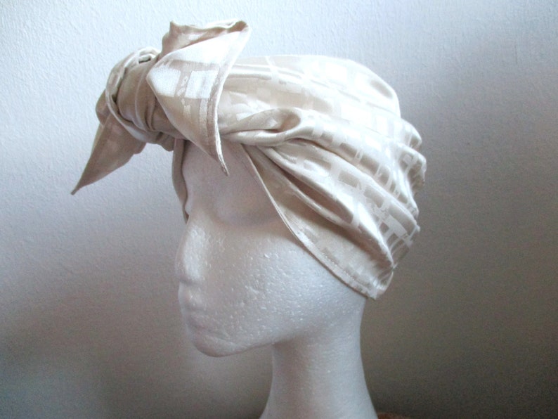 chemo silk turban/ tie up straps alopecia hat/ hair loss back elastic headcover/ sewing pattern PDF/ tutorial/ 7 sizes/woman and child image 2