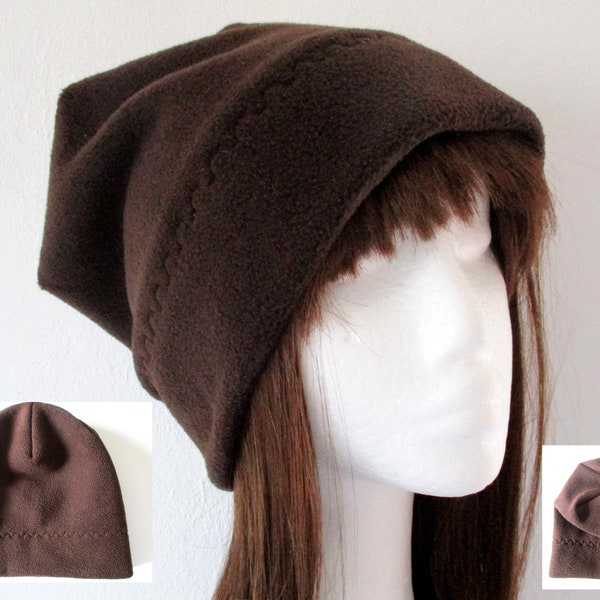 winter slouchy chemo/ cancer 1 layer fleece beanie/ hat/ cap sewing pattern pdf, 6 sizes, for woman girl kid man