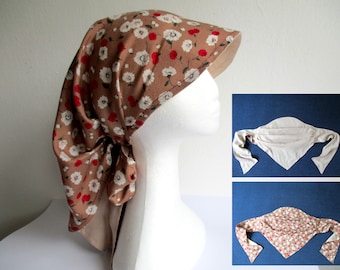 women/ girl chemo reversible bandana visor hat, PDF sewing pattern (S, M, L, XL sizes) + tutorial
