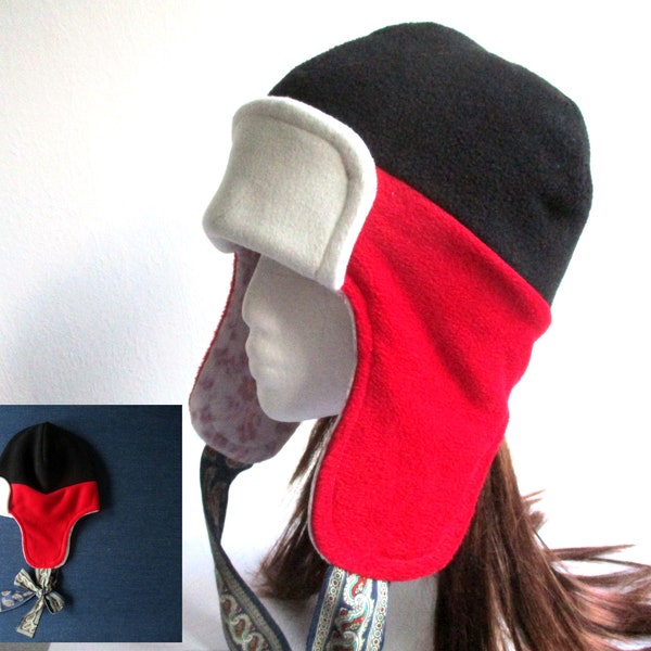 winter lined chemo fleece trapper/ aviator beanie/ hat/ cap sewing pattern pdf, 9 sizes, for woman girl kid man