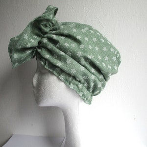 summer cotton turban hat with ruffles and elastic sewing pattern PDF (7 sizes) + photo tutorial, for woman and child