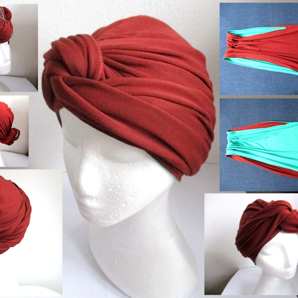 Chemo Twist oder Knot Jersey Turban, Wende 2 in 1 Alopezie Hut, Haarausfall Kopfbedeckung Schnittmuster PDF, 7 Grössen für Frau und Kind