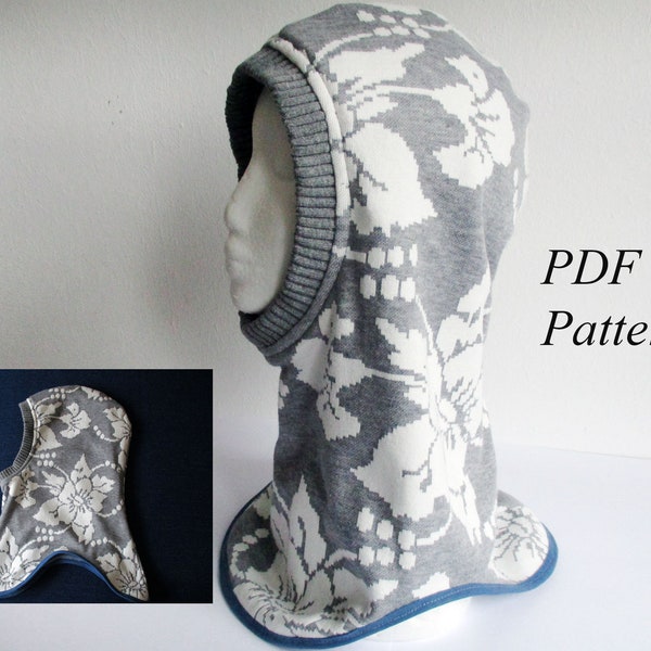 winter jersey balaclava with fleece lining/ PDF sewing pattern (XS - 3XL sizes) + photo tutorial/ for woman, girl, boy, man