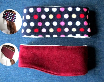 reversible fleece headband and shaped earwarmer/ each PDF sewing pattern includes 11 sizes + photo tutorial/ for adult and child