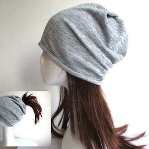 winterse 2-in-1/ slouchy dubbellaagse jersey beanie of paardenstaartmuts/ pdf-naaipatroon (10 maten) + fototutorial/ voor vrouw en meisje