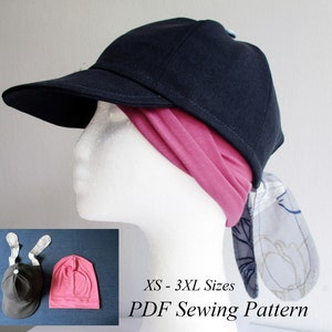 Patrón de costura para gorra con visera y gorro de punto (PDF, tallas XS-3XL)