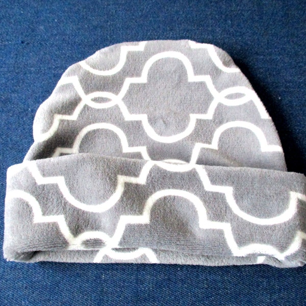 slouchy chemo fold up winter fleece hat/ beanie/ cap sewing pattern pdf, 8 sizes, for woman girl baby boy man