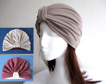 reversible jersey turban, pleated chemo hat, double layer cancer hair loss head cover sewing pattern pdf, 10 sizes for woman girl baby