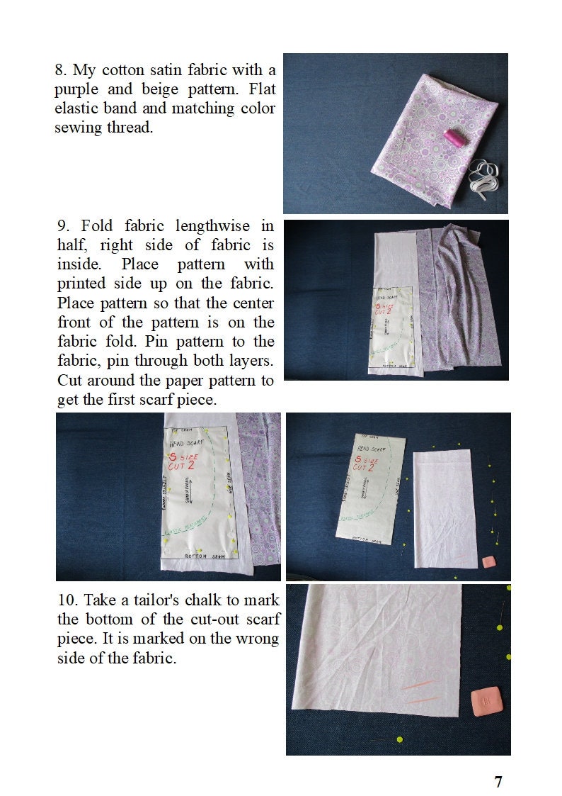 Summer Cotton Chemo Cap/ Head Scarf With Elastic Sewing Pattern PDF