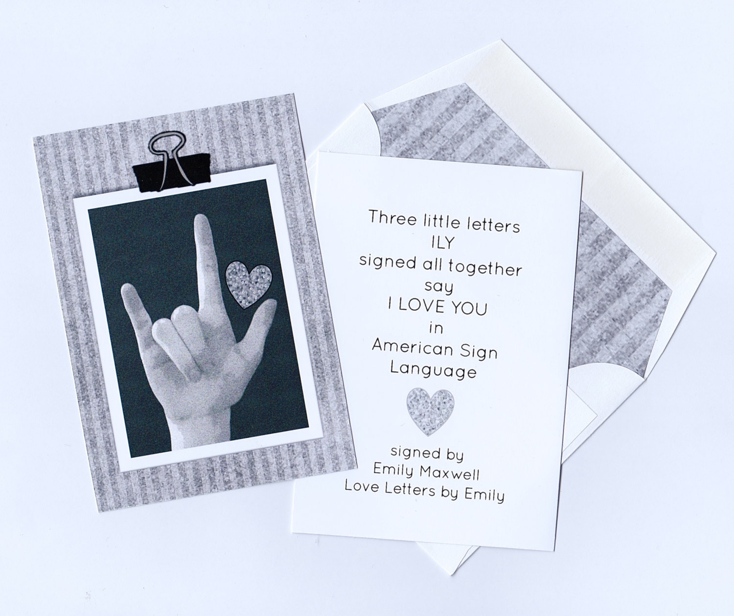 Asl I Love You American Sign Language B W Clipboard Blank Note Card Love