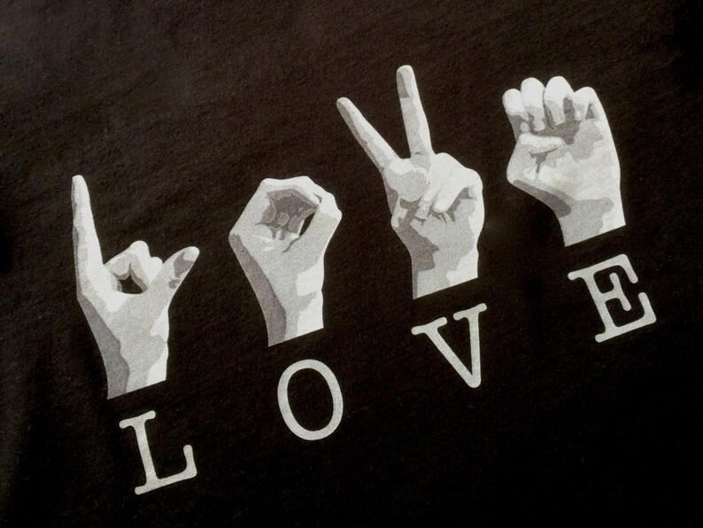 HOT PINK ASL Love Tee Shirt American Sign Language Cotton Etsy