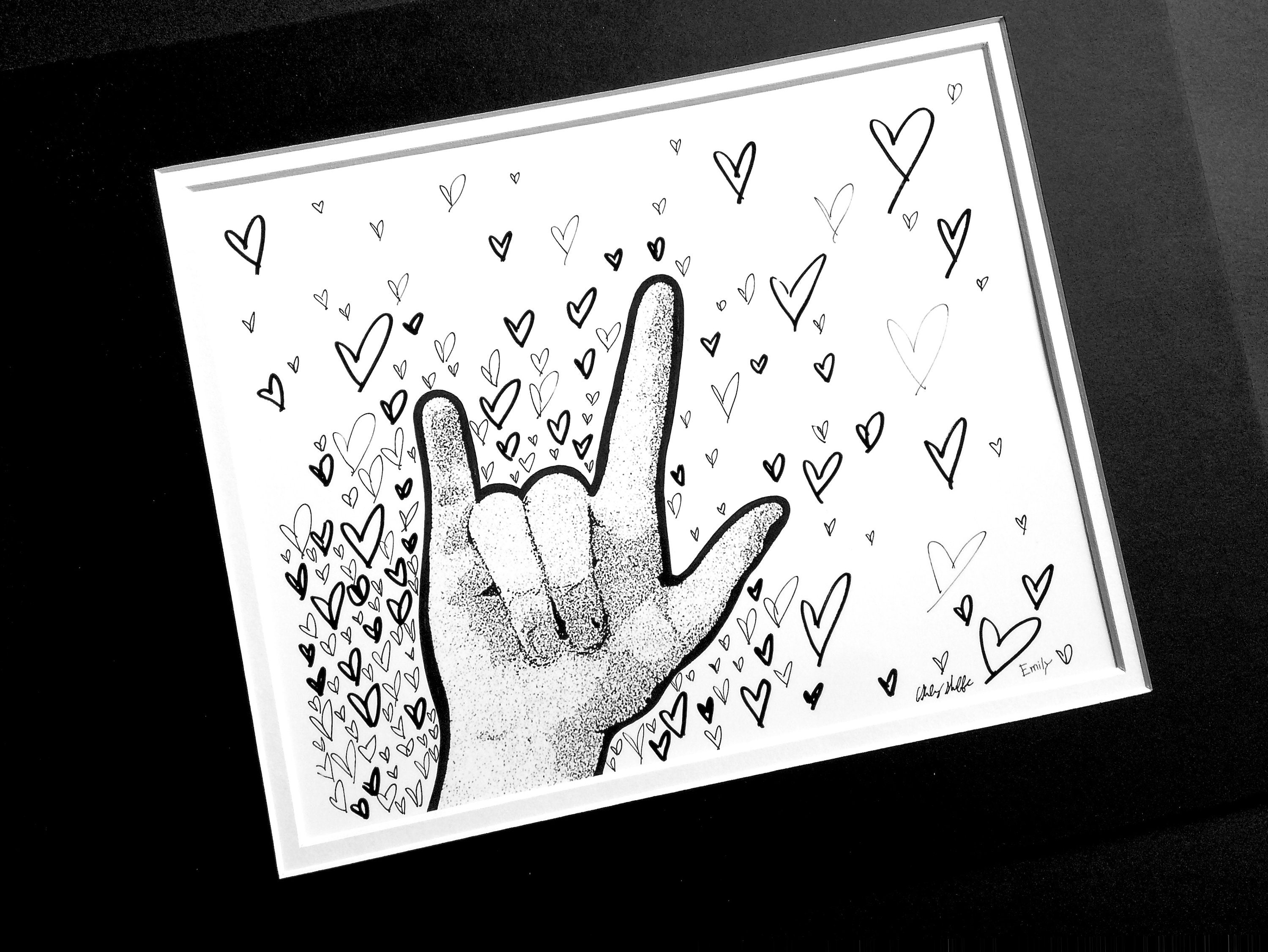 Asl I Love You Heart Art Coloring Page By Ashley Shaffer