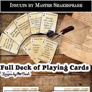 Shakespeare Insults, #2, speelkaarten (een volledig kaartspel!), downloaden en afdrukken bij aankoop