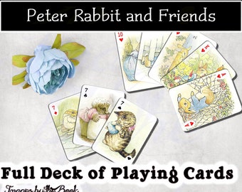 Beatrix Potter Books, Peter Rabbit and Friends, Playing Cards (A Full Deck of Cards!), Download and print upon purchase