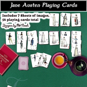Książki Jane Austen, Karty do gry (Pełna talia kart!), Pobierz i wydrukuj po zakupie