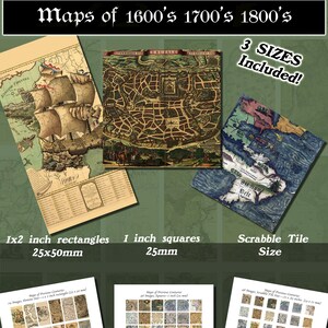 ¡Impresiones de mapas antiguos, efímeras de viaje, cuadrados y rectángulos con 3 tamaños incluidos! Descargar e imprimir al realizar la compra