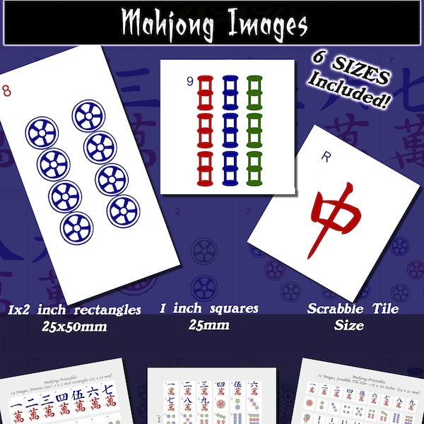 Mahjong Tiles, Squares and Rectangles with 6 sizes included! Download and print upon purchase