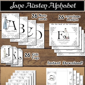 Jane Austen Letters, juego de papelería, descargar e imprimir al realizar la compra