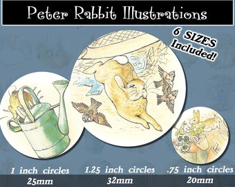 Beatrix Potter Nursery Decor, Peter Rabbit, Round images with 6 sizes included! Download and print upon purchase