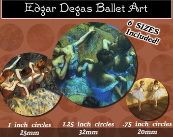 Degas Dancers, Ballerina Paintings, Round images with 6 sizes included! Download and print upon purchase