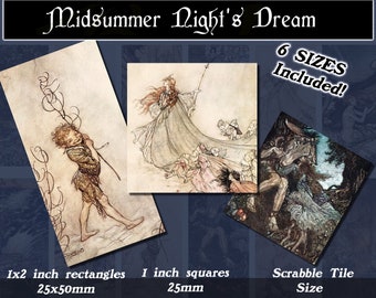 Midsummer Nights Dream Prints, Arthur Rackham Art, Squares and Rectangles with 6 sizes included! Download and print upon purchase