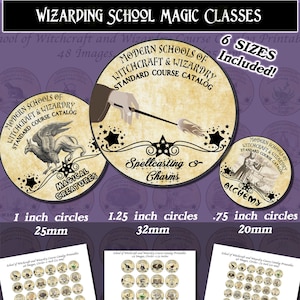 Wizard School, Magical Prints, Images rondes avec 6 tailles incluses ! Télécharger et imprimer lors de l'achat