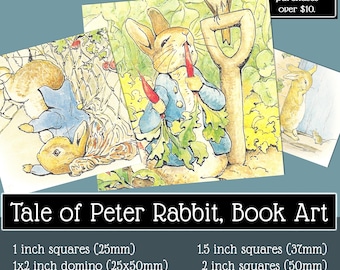 Peter Rabbit Art | Beatrix Potter | Cottagecore Decor | Printable Square Art | Jewelry Making | Scrapbooking